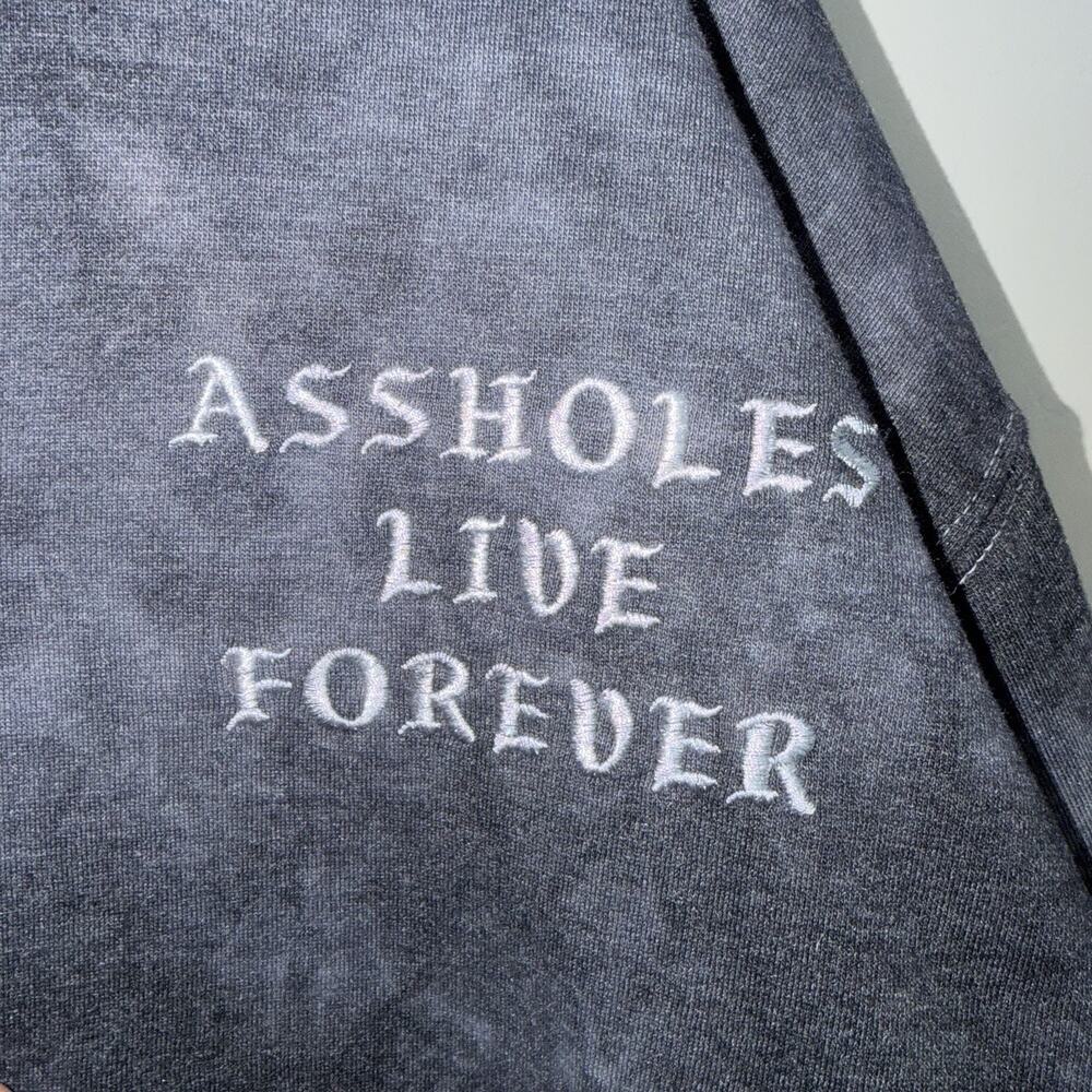 A$$holes Live Forever Gray Tie Dye Turtleneck Hoodie Unisex XL Embroidered - Picture 3 of 5
